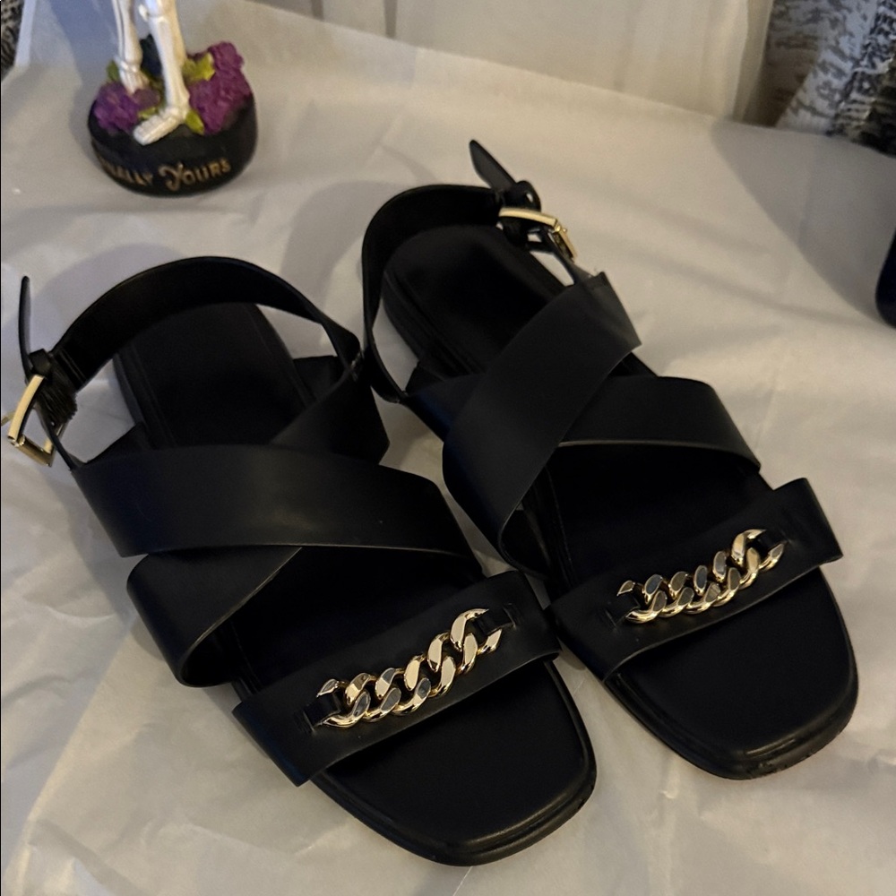 Michael Kors Black Chain Strap Sandals